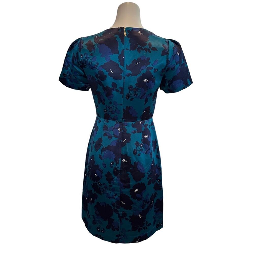 Draper James Teal Floral A-Line Dress Sz 2 - Picture 5 of 10